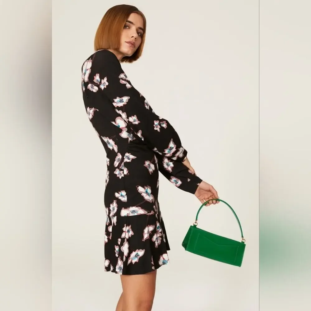 RTR Tanya Taylor Noemie Dress sz 6 floral printed long sleeve a-line knit